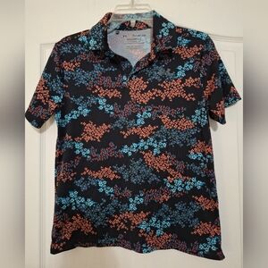 Under Armour The Playoff Polo Shirt Youth Large  Black Floral Performance Golf